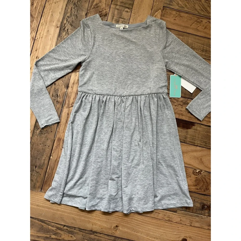 NWT!  Girl's Medium Copper Key Gray Silver Glitter A Line Knit Dress